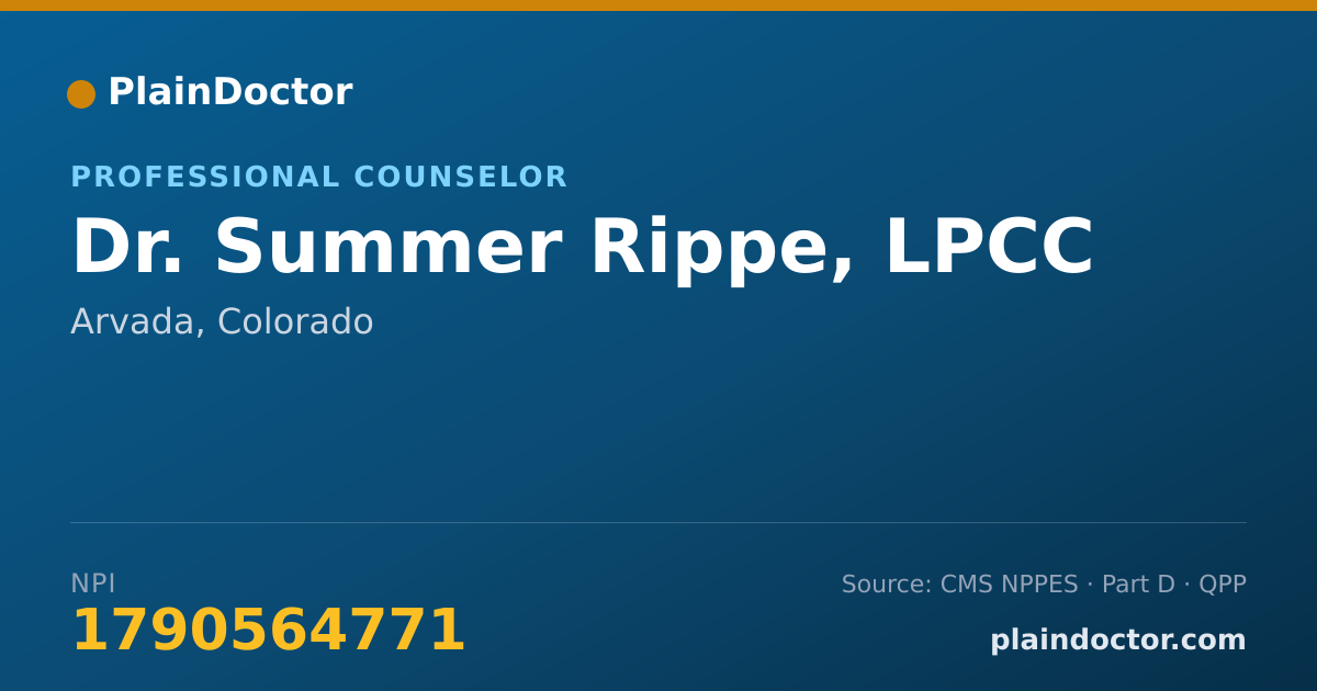 Shareable card for Summer Rippe, LPCC - Professional Counselor, Arvada, CO