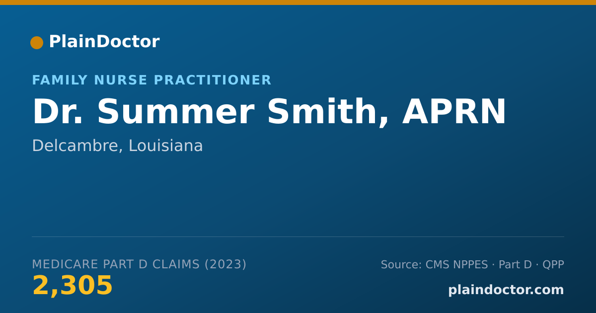 Shareable card for Summer Smith, APRN - Family Nurse Practitioner, Delcambre, LA