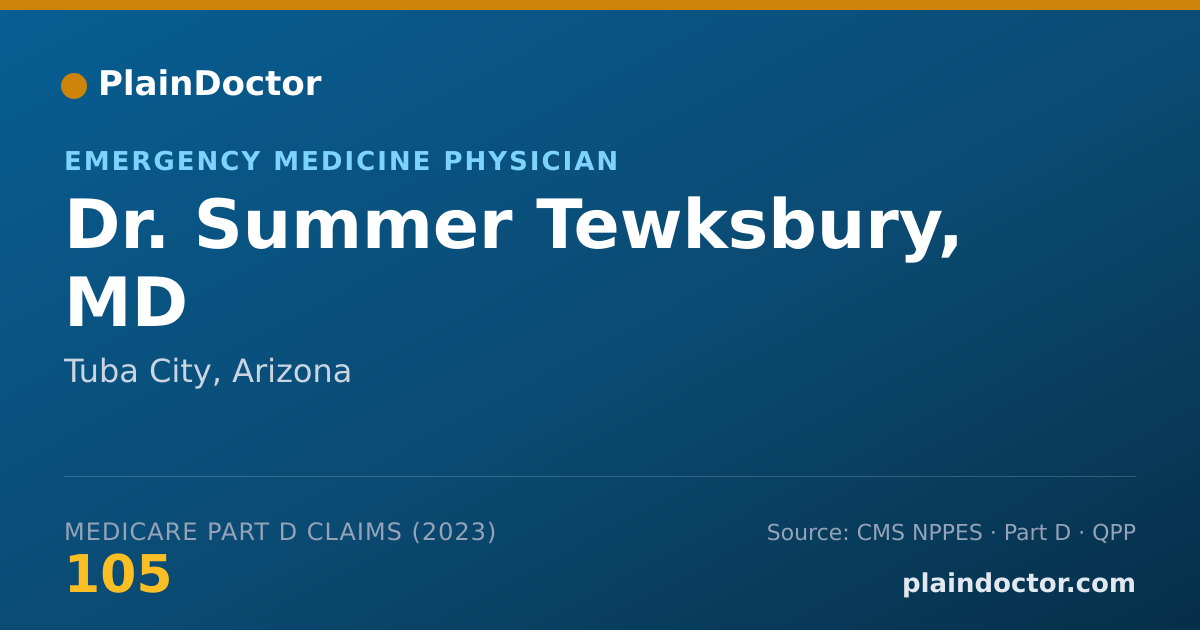 Shareable card for Summer Tewksbury, MD - Emergency Medicine Physician, Tuba City, AZ