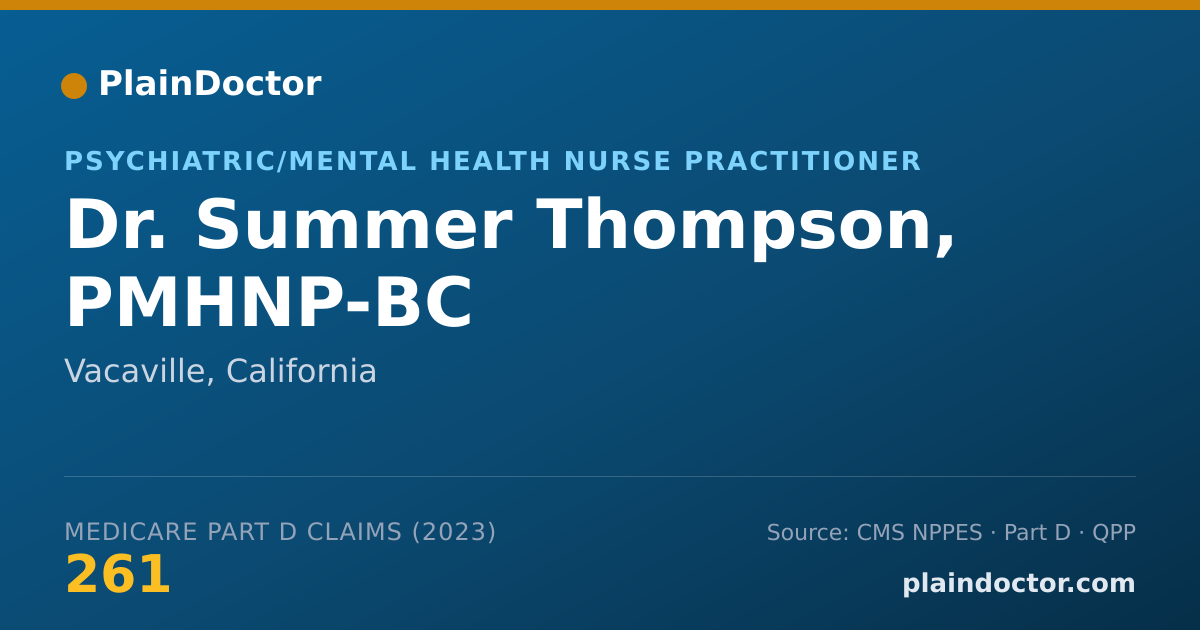 Shareable card for Summer Thompson, PMHNP-BC - Psychiatric/Mental Health Nurse Practitioner, Vacaville, CA