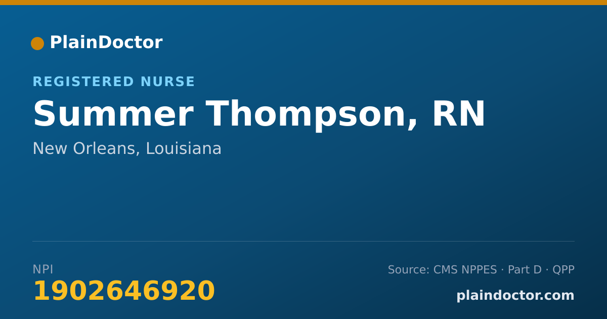 Shareable card for Summer Thompson, RN - Registered Nurse, New Orleans, LA
