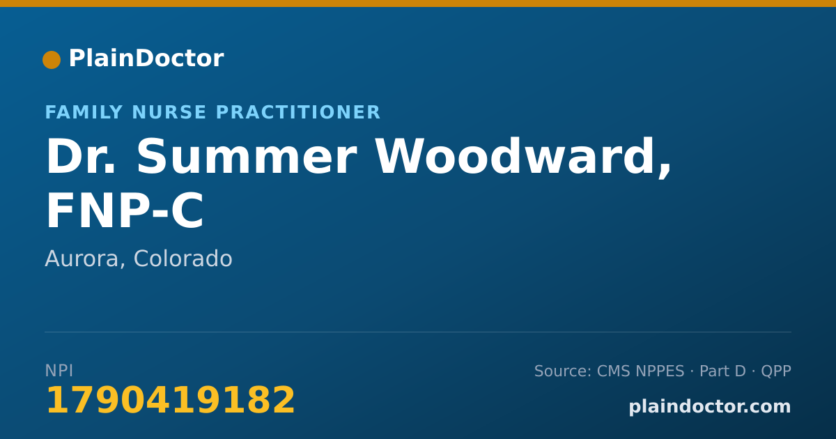 Shareable card for Summer Woodward, FNP-C - Family Nurse Practitioner, Aurora, CO