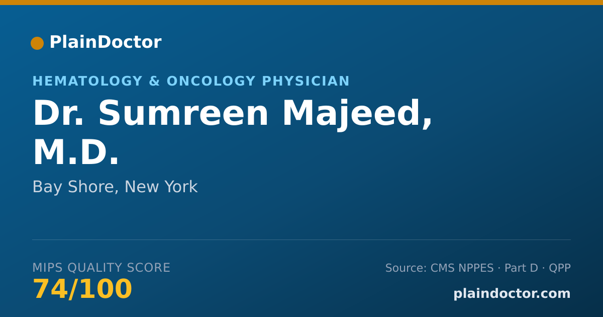 Shareable card for Sumreen Majeed, M.D. - Hematology & Oncology Physician, Bay Shore, NY