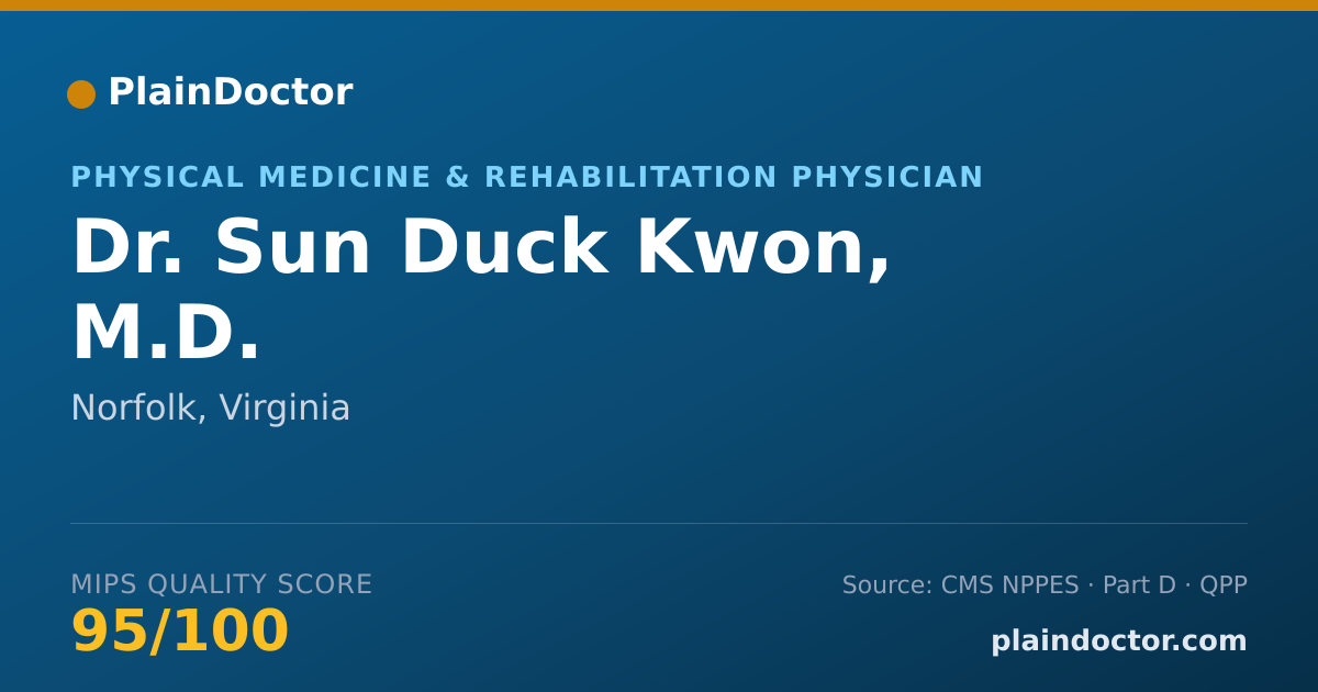Shareable card for Sun Duck Kwon, M.D. - Physical Medicine & Rehabilitation Physician, Norfolk, VA