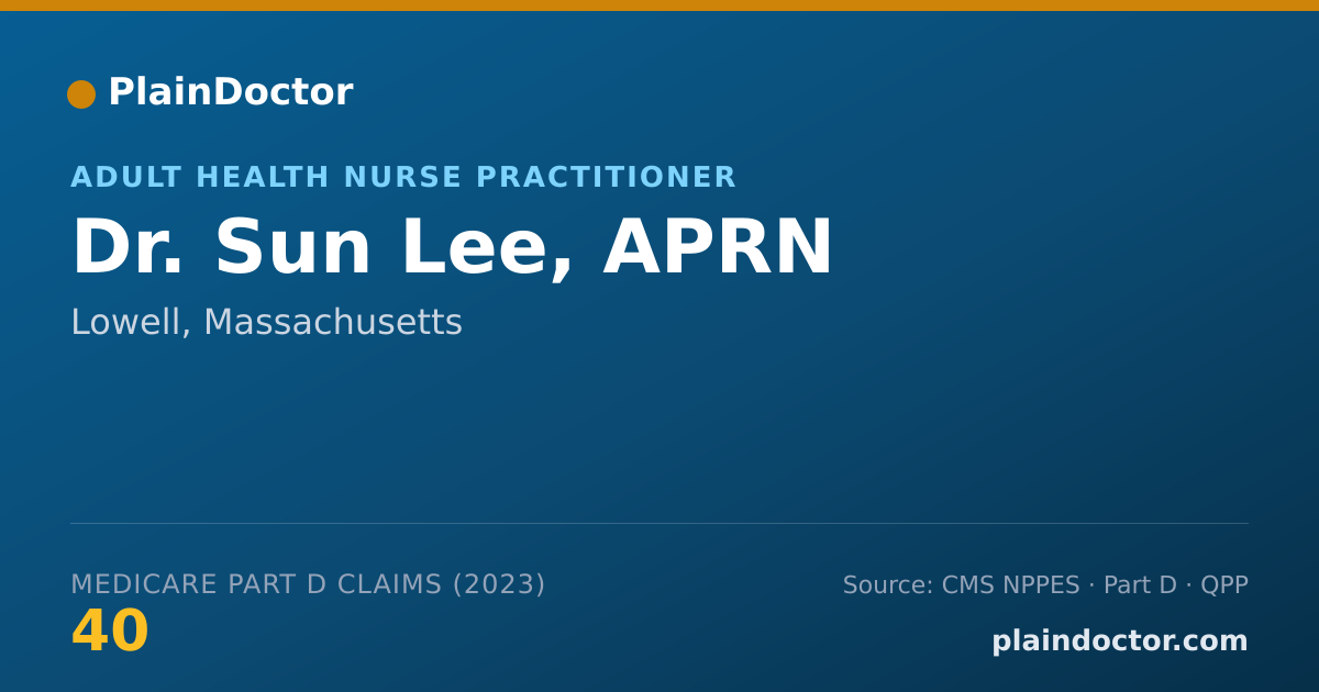 Shareable card for Sun Lee, APRN - Adult Health Nurse Practitioner, Lowell, MA