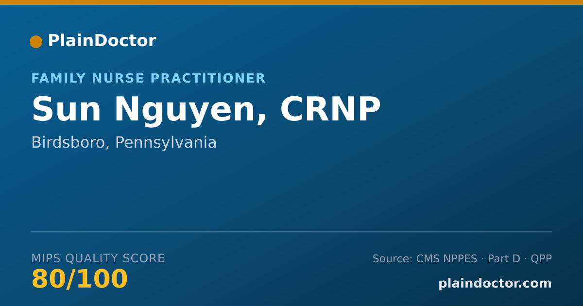 Shareable card for Sun Nguyen, CRNP - Family Nurse Practitioner, Birdsboro, PA