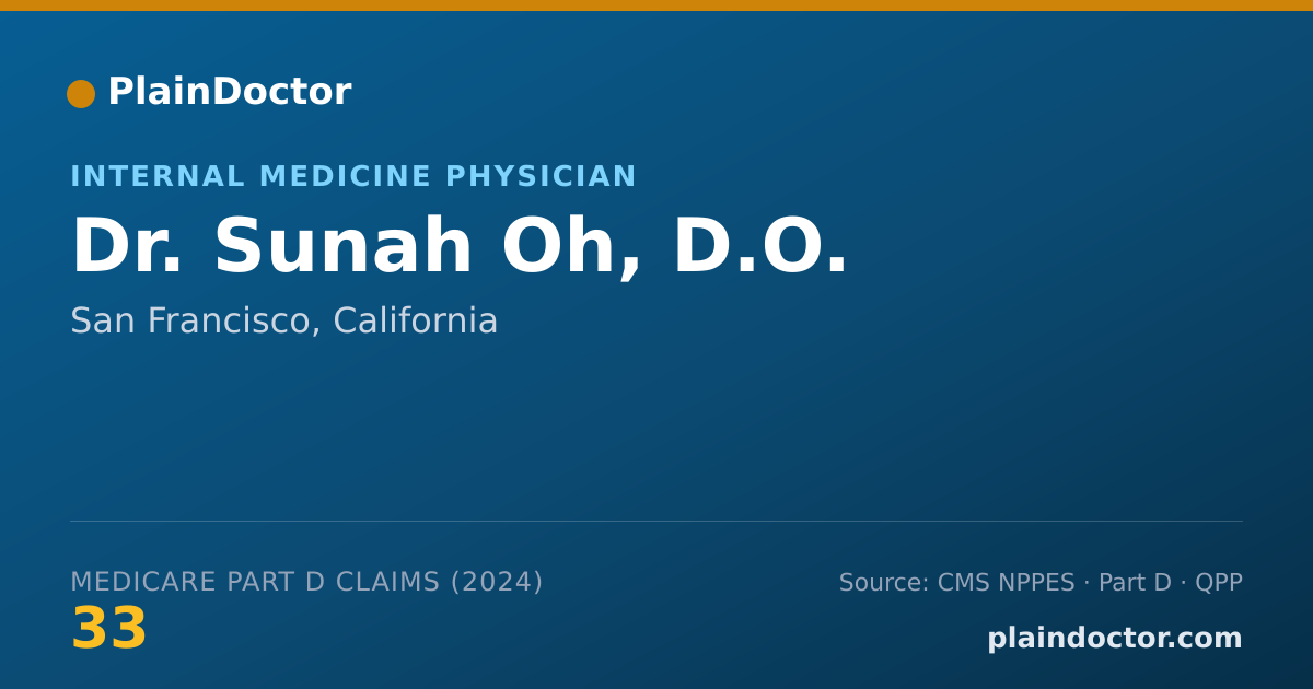 Shareable card for Sunah Oh, D.O. - Internal Medicine Physician, San Francisco, CA