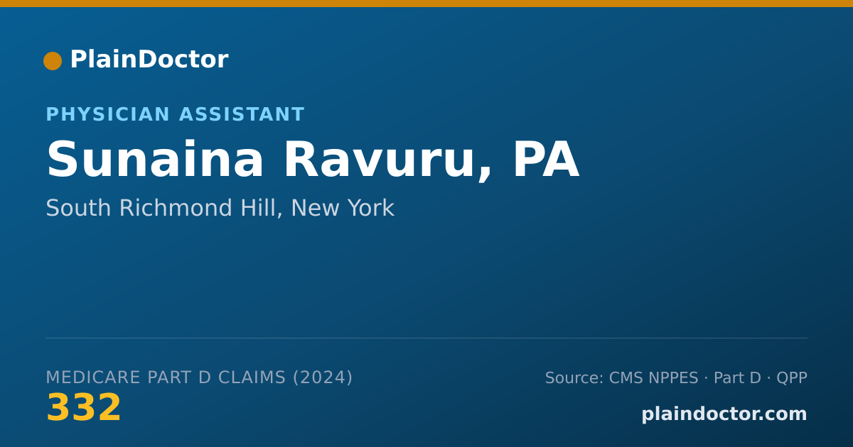 Shareable card for Sunaina Ravuru, PA - Physician Assistant, South Richmond Hill, NY