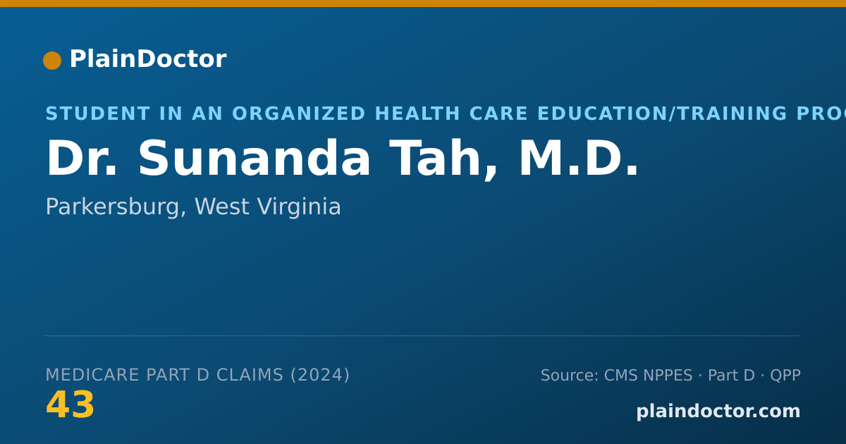 Shareable card for Sunanda Tah, M.D. - Student in an Organized Health Care Education/Training Program, Parkersburg, WV