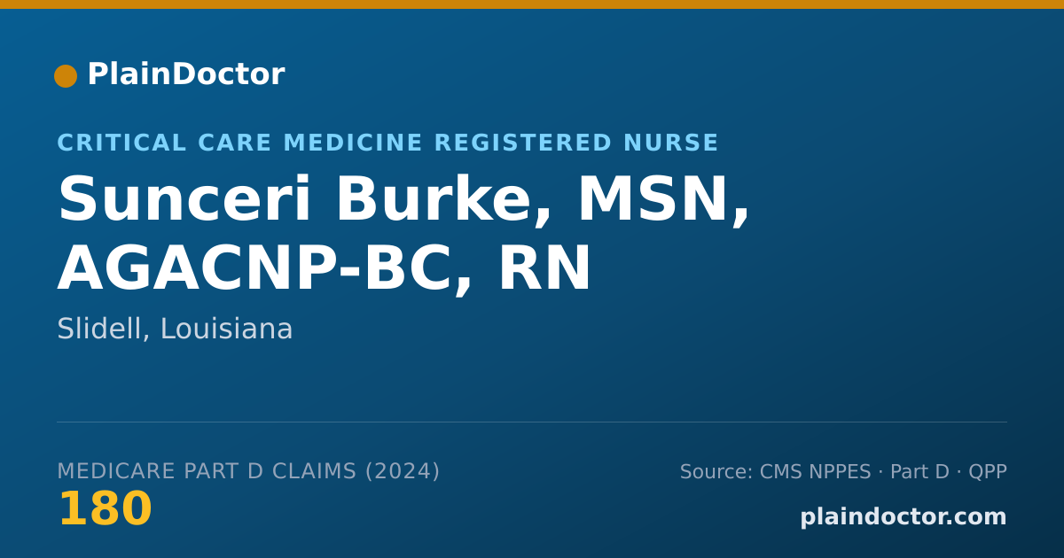 Shareable card for Sunceri Burke, MSN, AGACNP-BC, RN - Critical Care Medicine Registered Nurse, Slidell, LA