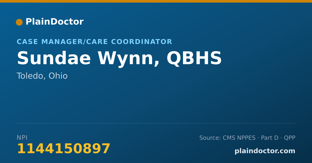 Shareable card for Sundae Wynn, QBHS - Case Manager/Care Coordinator, Toledo, OH