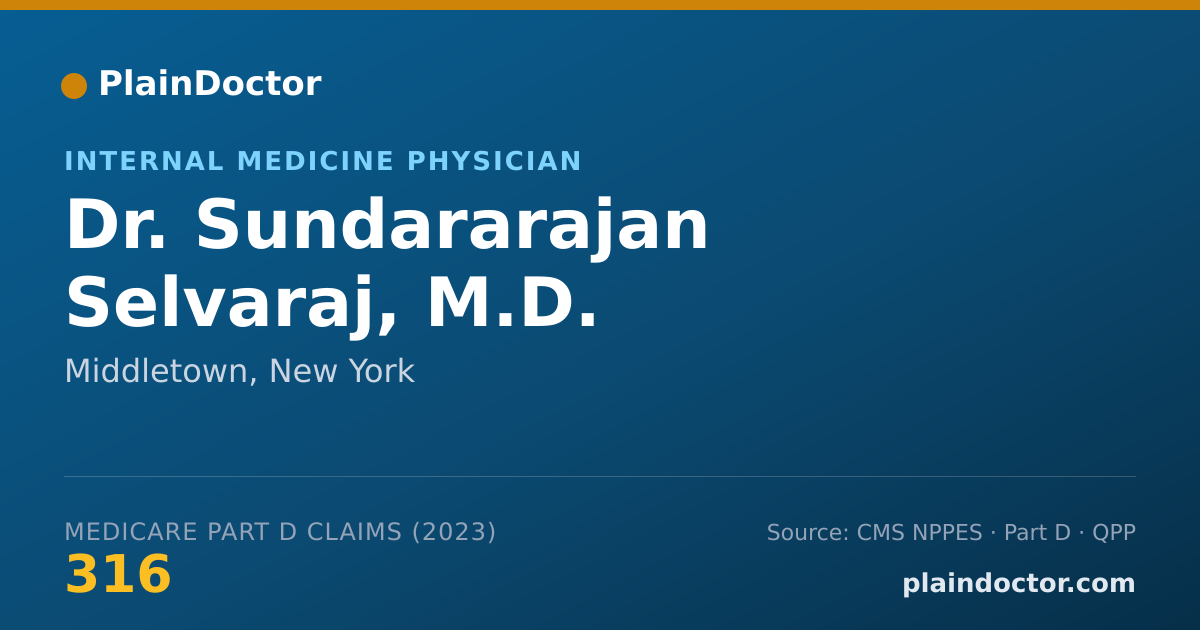 Shareable card for Sundararajan Selvaraj, M.D. - Internal Medicine Physician, Middletown, NY