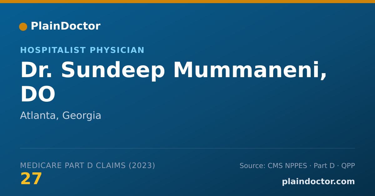 Shareable card for Sundeep Mummaneni, DO - Hospitalist Physician, Atlanta, GA