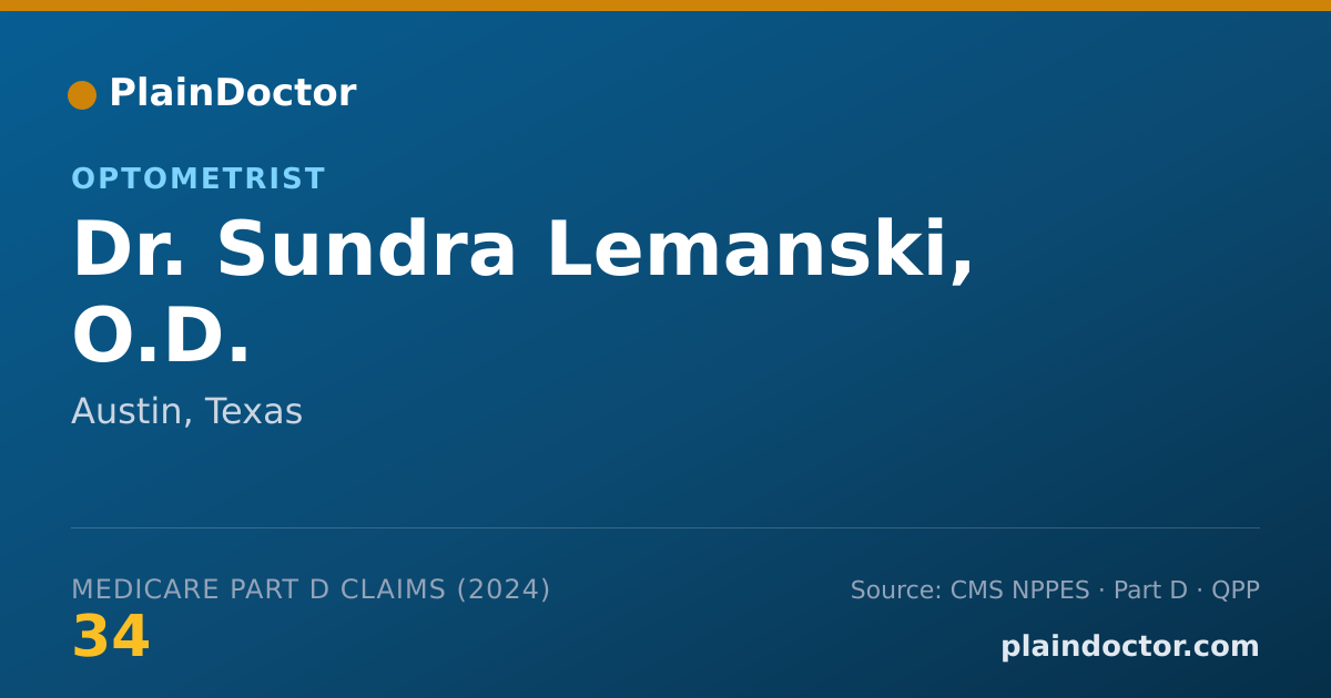 Shareable card for Sundra Lemanski, O.D. - Optometrist, Austin, TX