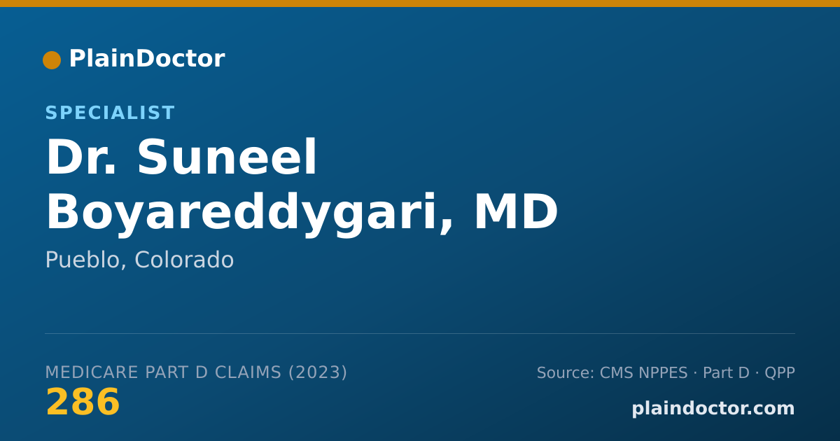 Shareable card for Suneel Boyareddygari, MD - Specialist, Pueblo, CO