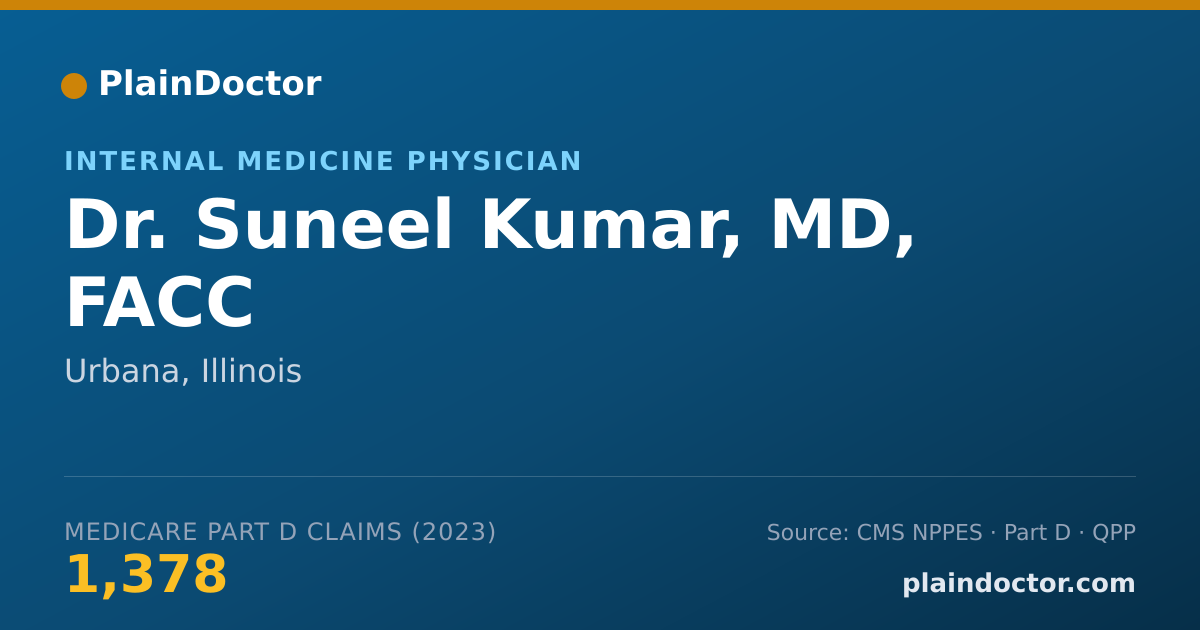 Shareable card for Suneel Kumar, MD, FACC - Internal Medicine Physician, Urbana, IL