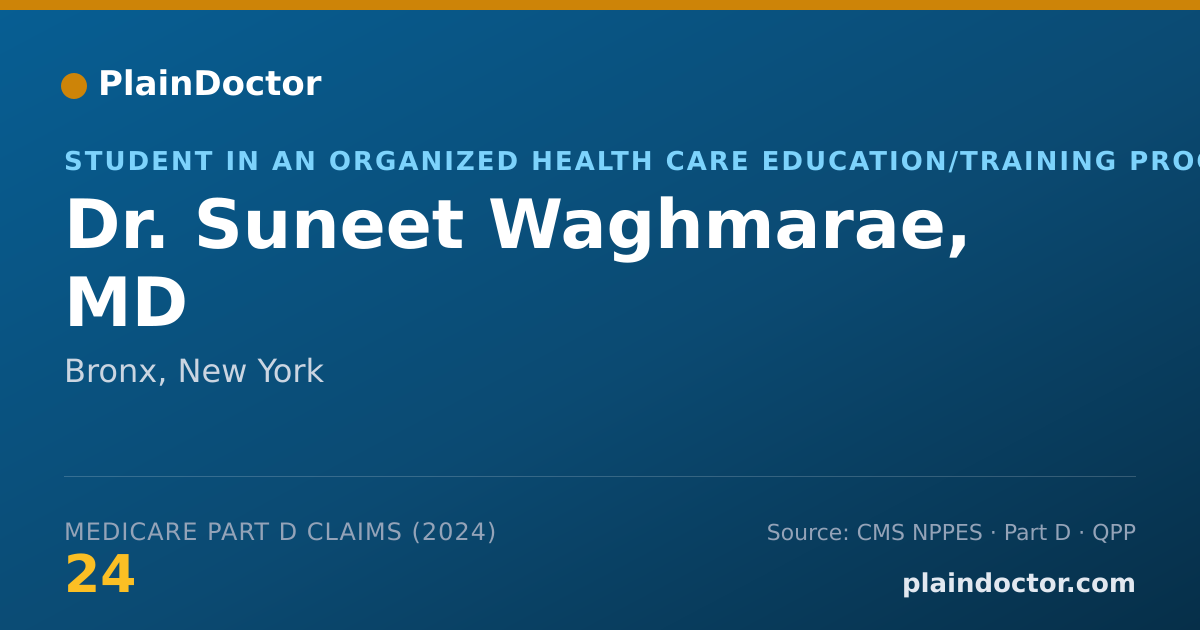 Shareable card for Suneet Waghmarae, MD - Student in an Organized Health Care Education/Training Program, Bronx, NY