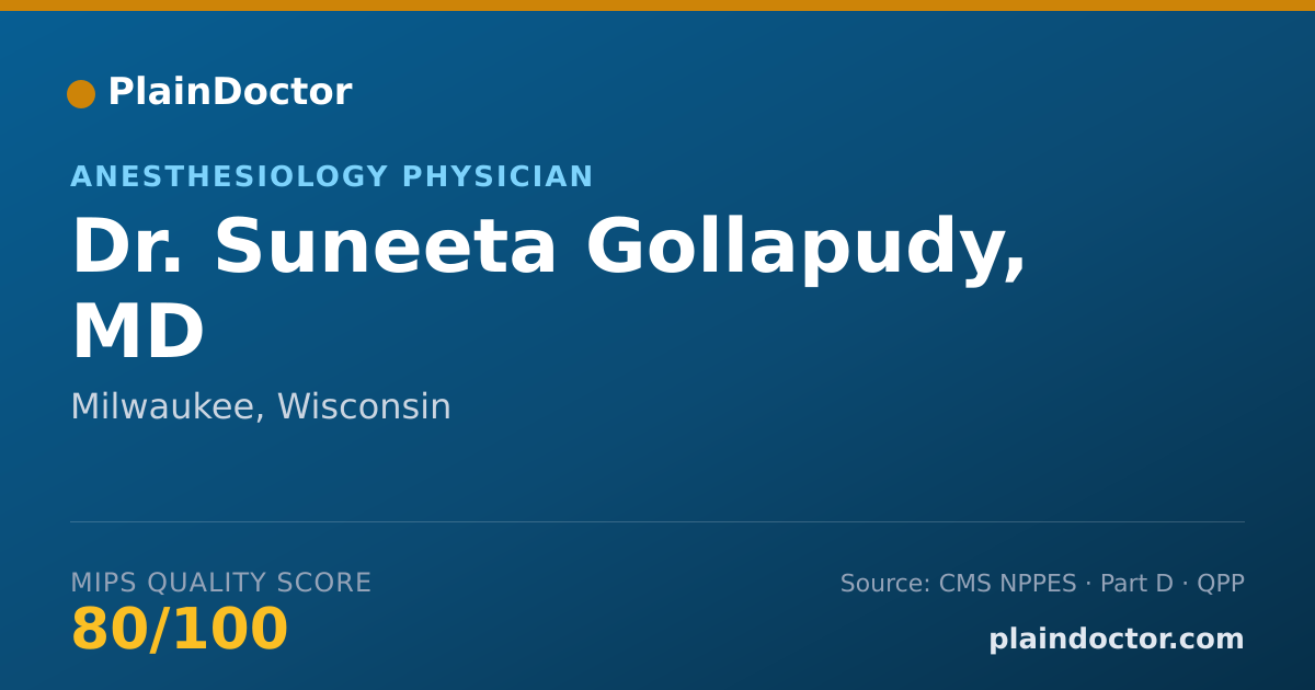 Shareable card for Suneeta Gollapudy, MD - Anesthesiology Physician, Milwaukee, WI