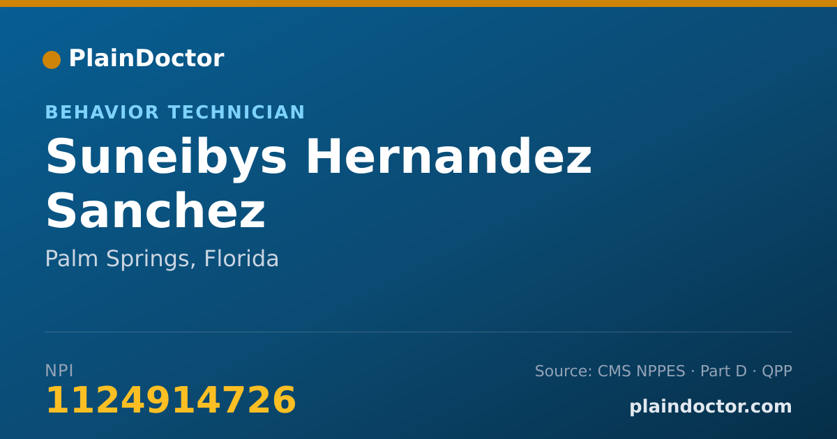 Shareable card for Suneibys Hernandez Sanchez - Behavior Technician, Palm Springs, FL