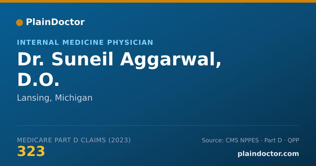 Shareable card for Suneil Aggarwal, D.O. - Internal Medicine Physician, Lansing, MI