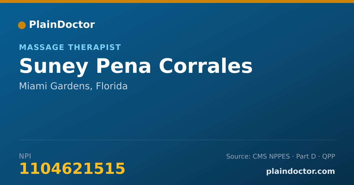 Shareable card for Suney Pena Corrales - Massage Therapist, Miami Gardens, FL