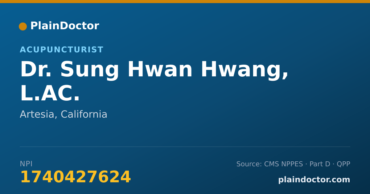 Shareable card for Sung Hwan Hwang, L.AC. - Acupuncturist, Artesia, CA