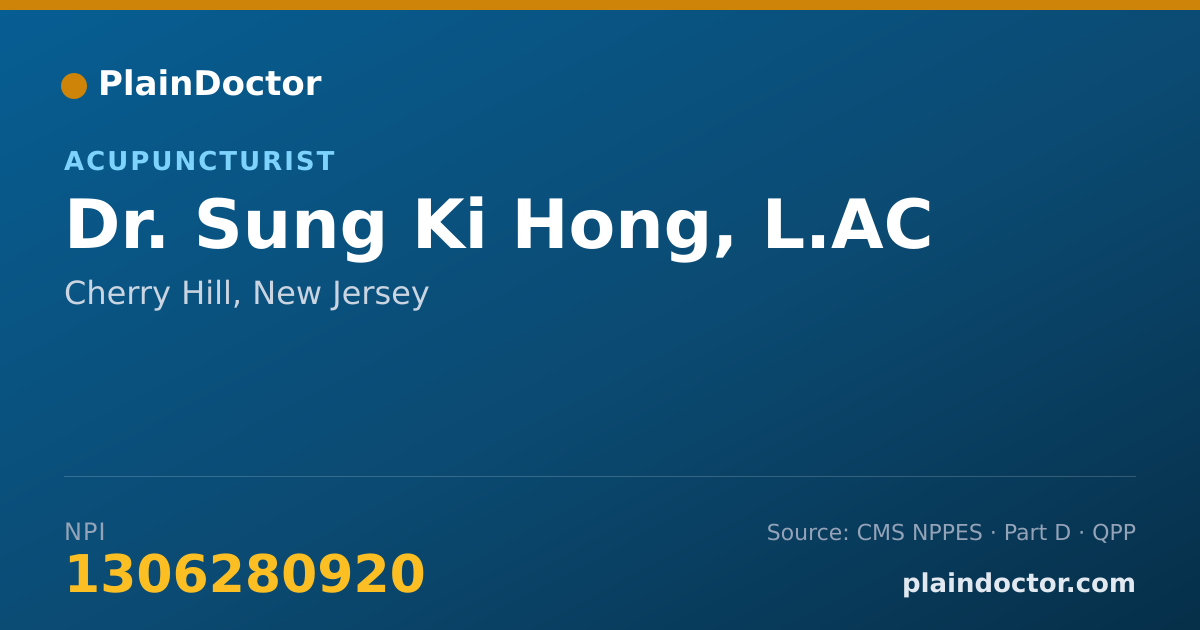 Shareable card for Sung Ki Hong, L.AC - Acupuncturist, Cherry Hill, NJ