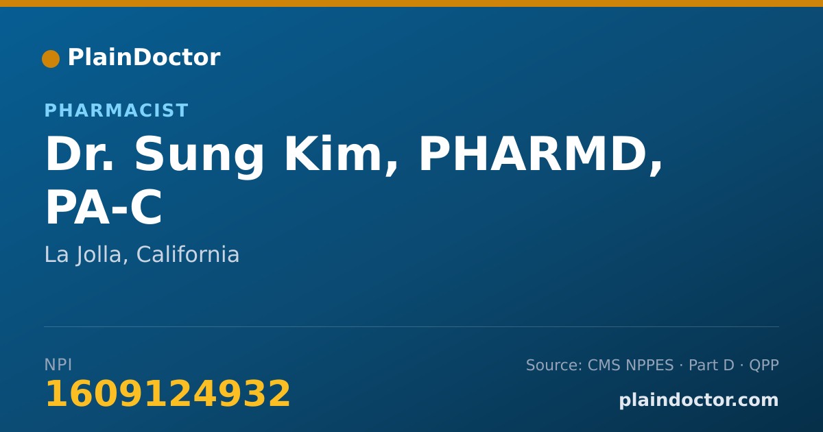 Shareable card for Sung Kim, PHARMD, PA-C - Pharmacist, La Jolla, CA