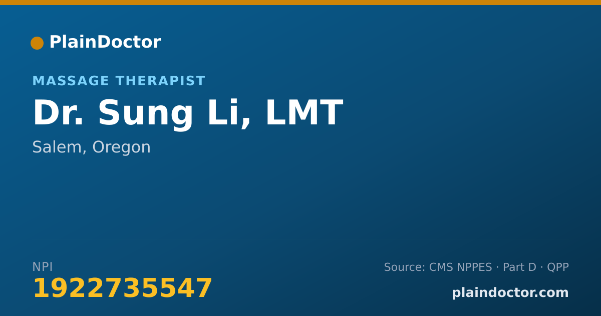 Shareable card for Sung Li, LMT - Massage Therapist, Salem, OR