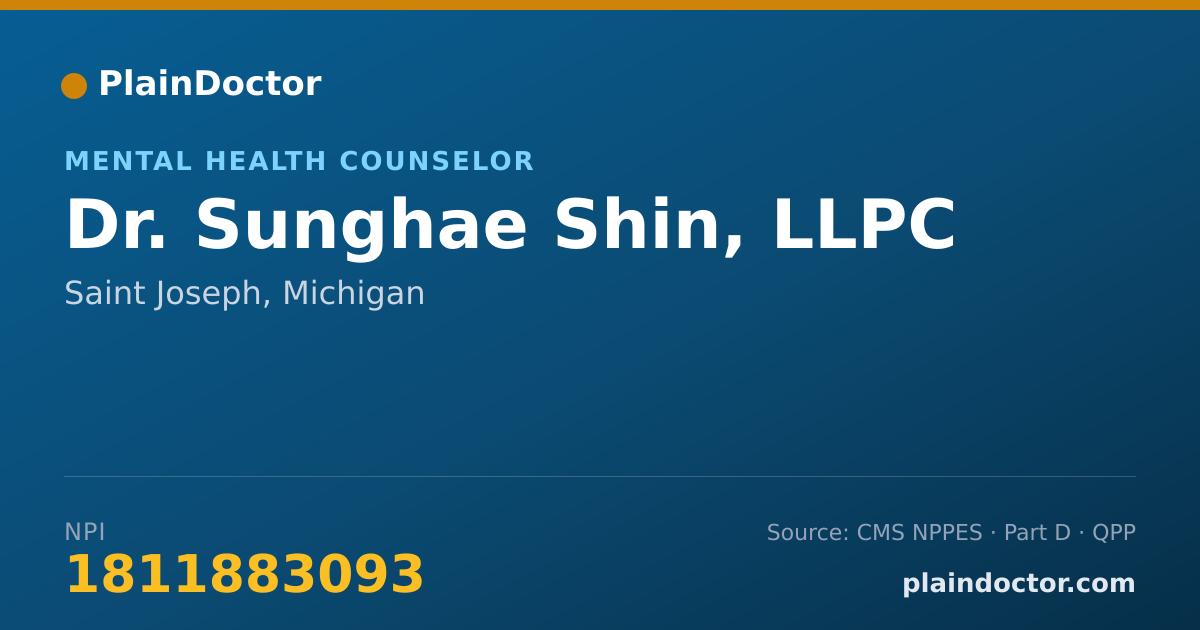 Shareable card for Sunghae Shin, LLPC - Mental Health Counselor, Saint Joseph, MI