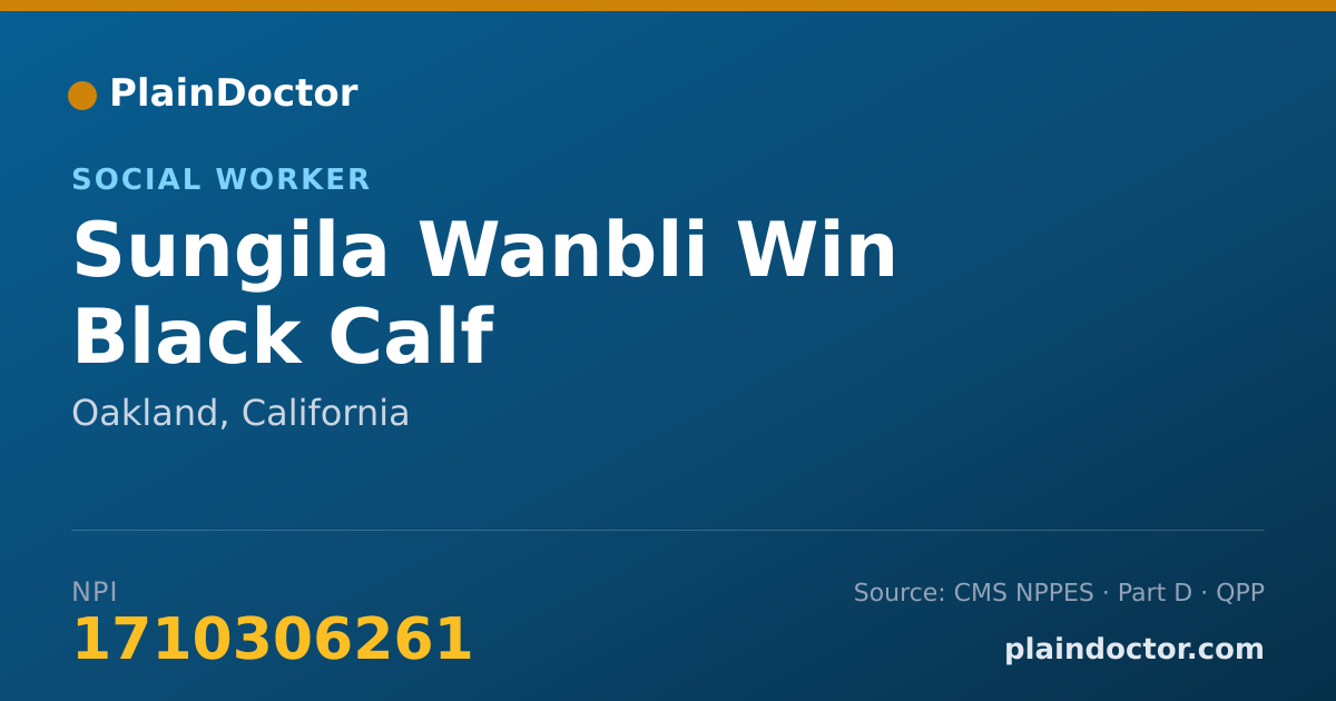 Shareable card for Sungila Wanbli Win Black Calf - Social Worker, Oakland, CA