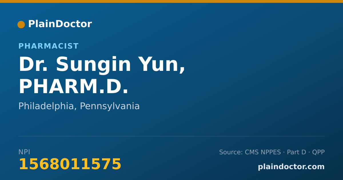 Shareable card for Sungin Yun, PHARM.D. - Pharmacist, Philadelphia, PA
