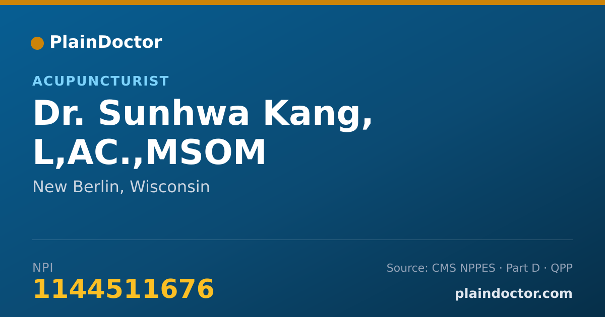 Shareable card for Sunhwa Kang, L,AC.,MSOM - Acupuncturist, New Berlin, WI