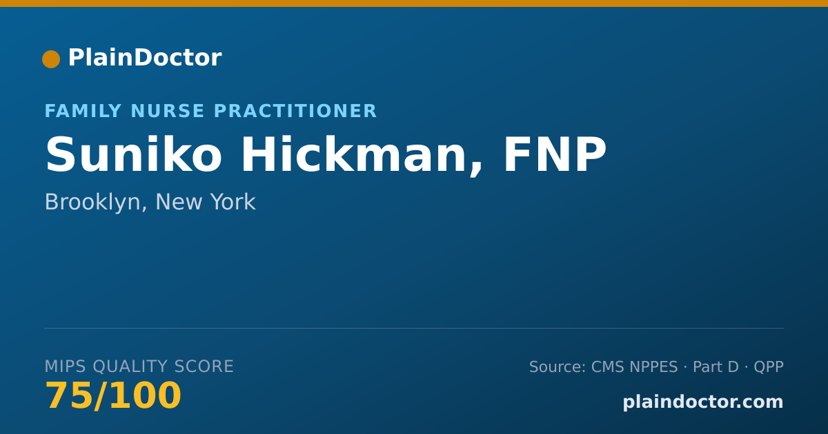 Shareable card for Suniko Hickman, FNP - Family Nurse Practitioner, Brooklyn, NY