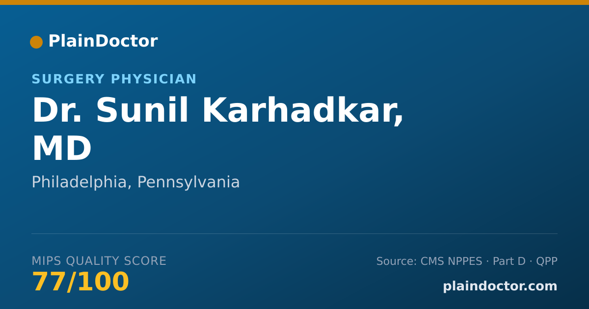 Shareable card for Sunil Karhadkar, MD - Surgery Physician, Philadelphia, PA
