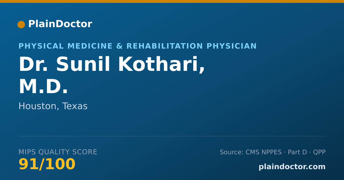 Shareable card for Sunil Kothari, M.D. - Physical Medicine & Rehabilitation Physician, Houston, TX