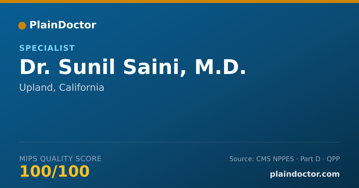 Shareable card for Sunil Saini, M.D. - Specialist, Upland, CA
