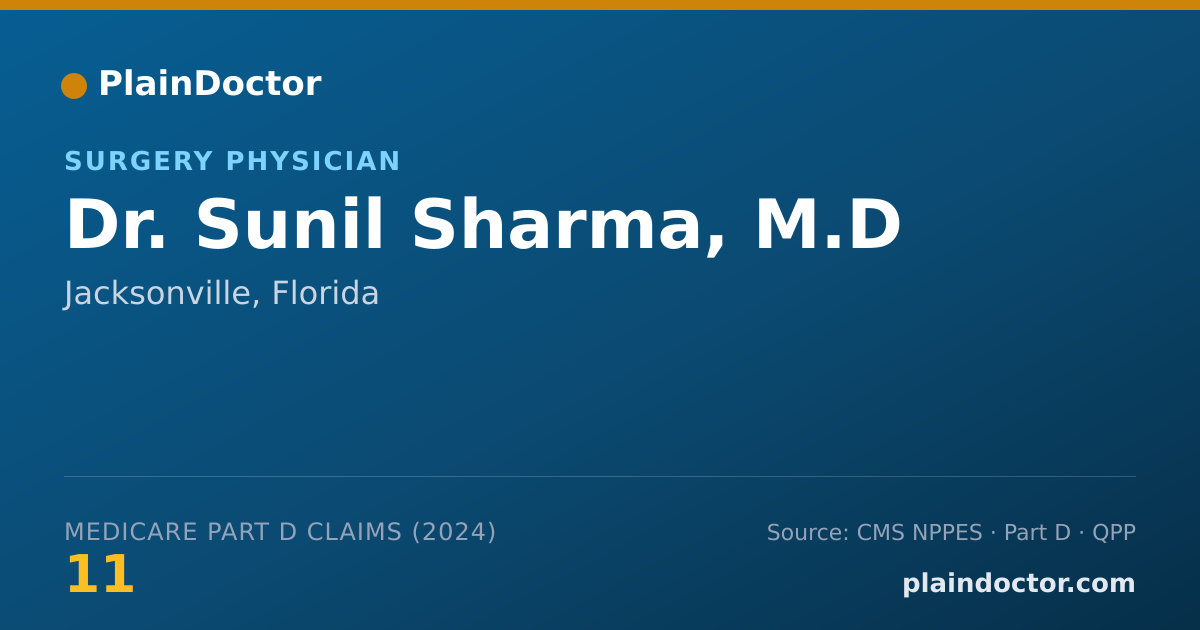 Shareable card for Sunil Sharma, M.D - Surgery Physician, Jacksonville, FL