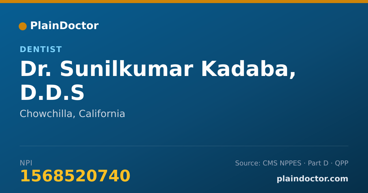 Shareable card for Sunilkumar Kadaba, D.D.S - Dentist, Chowchilla, CA