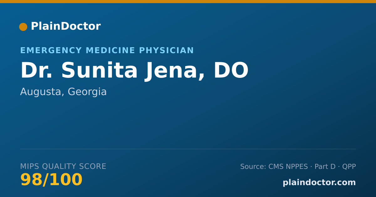 Shareable card for Sunita Jena, DO - Emergency Medicine Physician, Augusta, GA