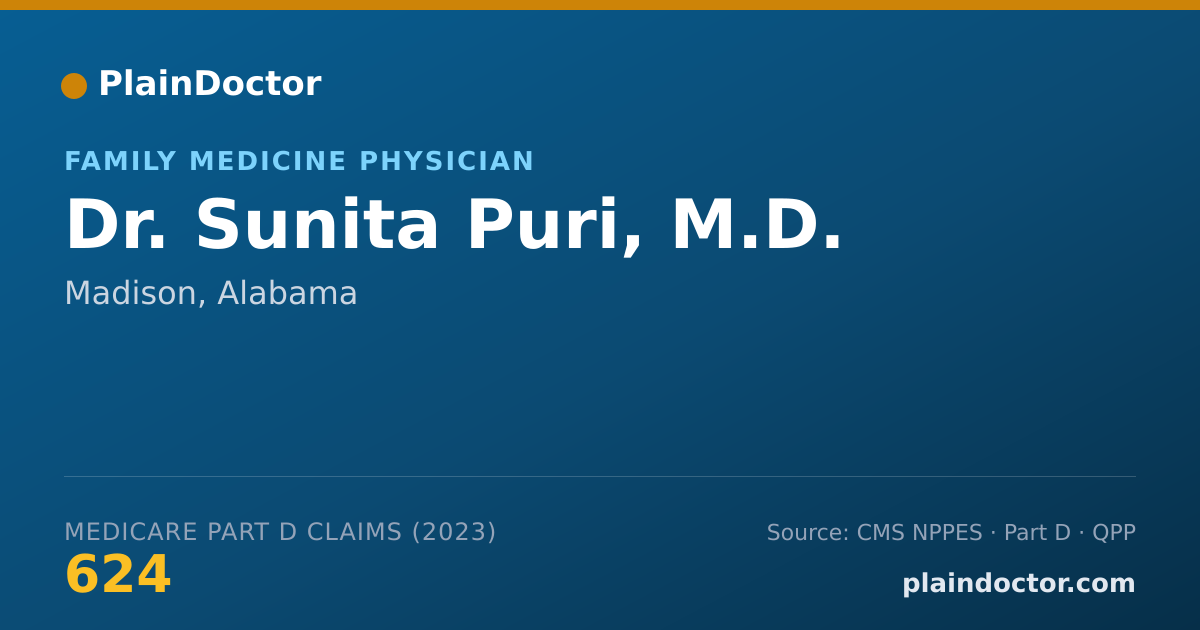 Shareable card for Sunita Puri, M.D. - Family Medicine Physician, Madison, AL