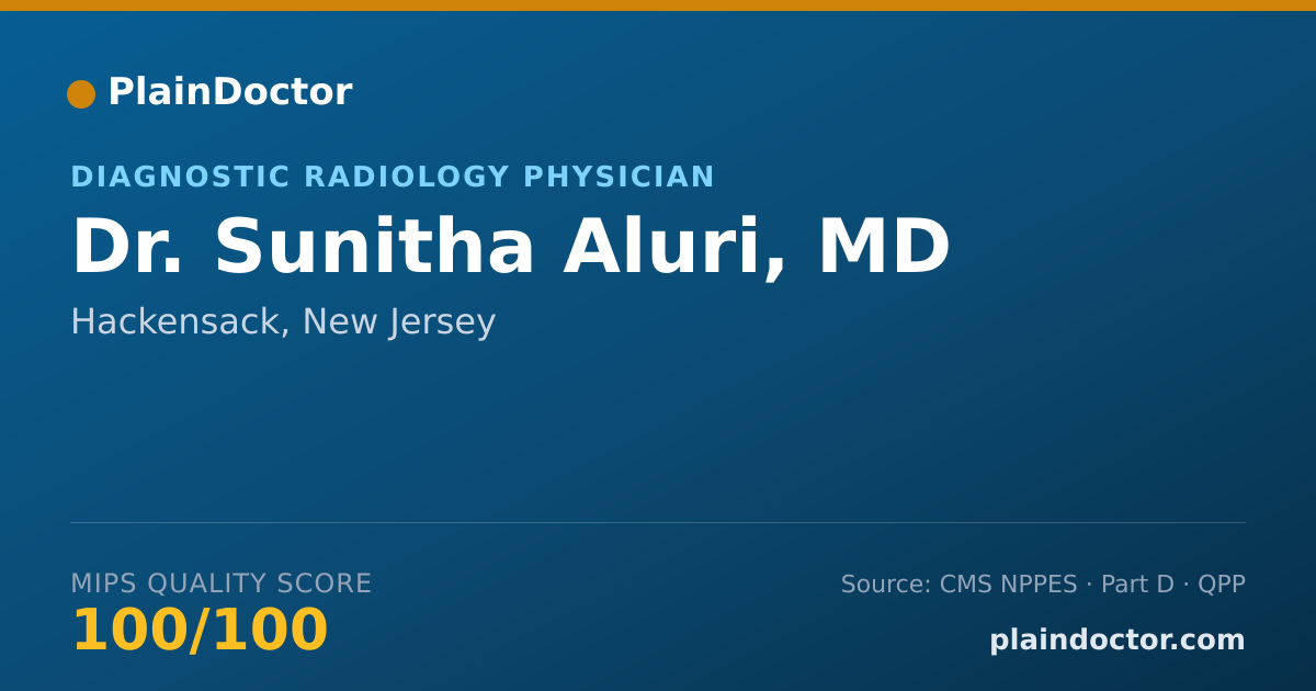 Shareable card for Sunitha Aluri, MD - Diagnostic Radiology Physician, Hackensack, NJ