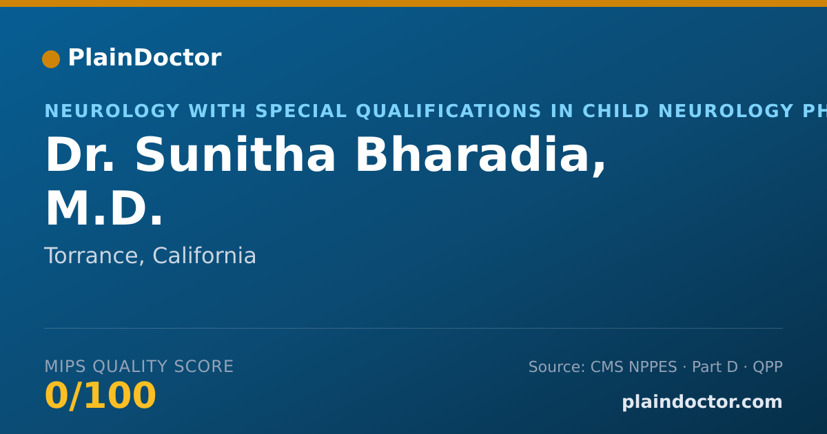 Shareable card for Sunitha Bharadia, M.D. - Neurology with Special Qualifications in Child Neurology Physician, Torrance, CA