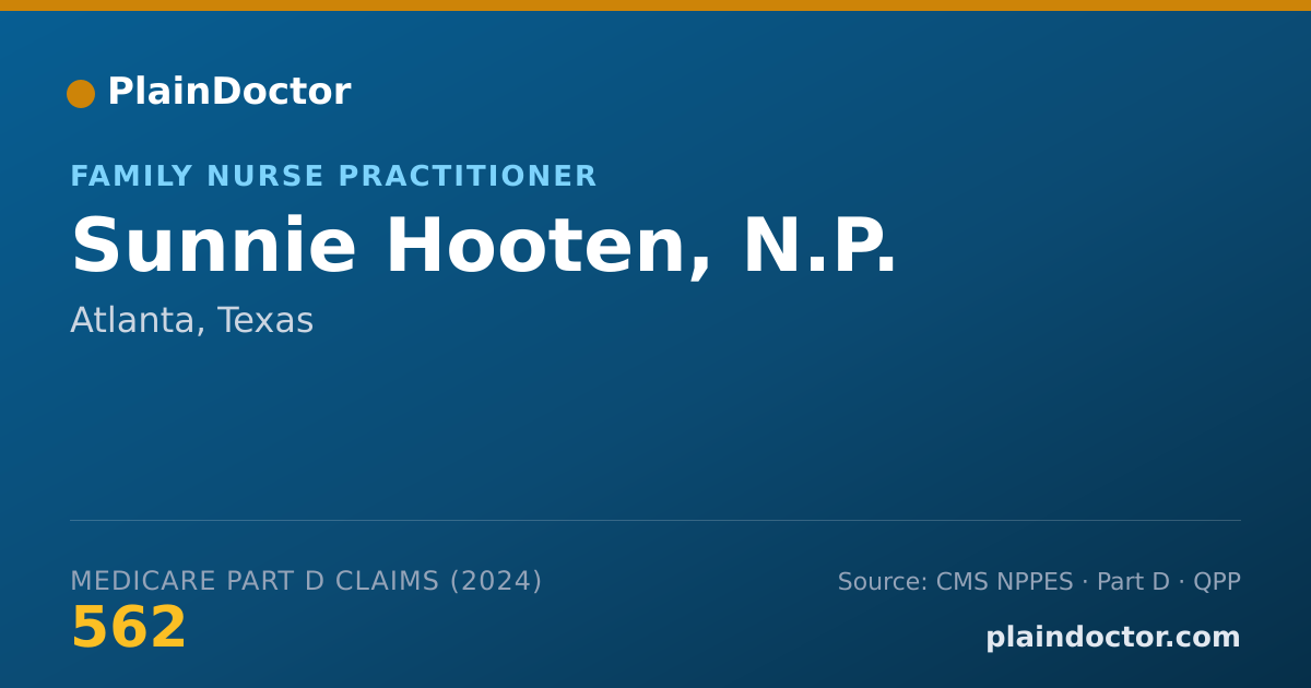 Shareable card for Sunnie Hooten, N.P. - Specialist, Atlanta, TX