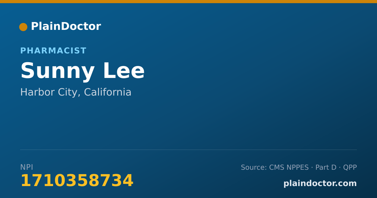 Shareable card for Sunny Lee - Pharmacist, Harbor City, CA