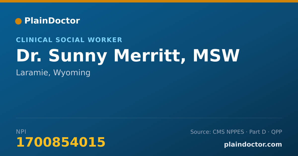 Shareable card for Sunny Merritt, MSW - Clinical Social Worker, Laramie, WY