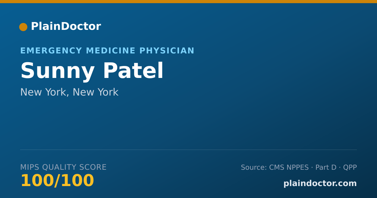 Shareable card for Sunny Patel - Emergency Medicine Physician, New York, NY
