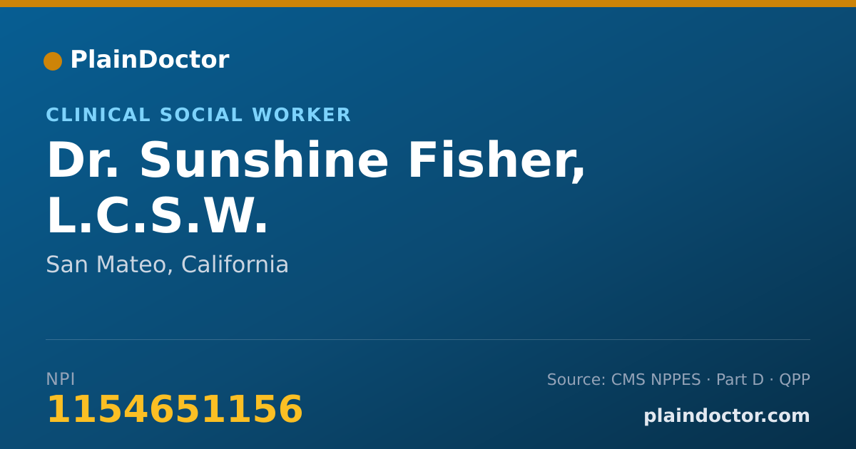 Shareable card for Sunshine Fisher, L.C.S.W. - Clinical Social Worker, San Mateo, CA