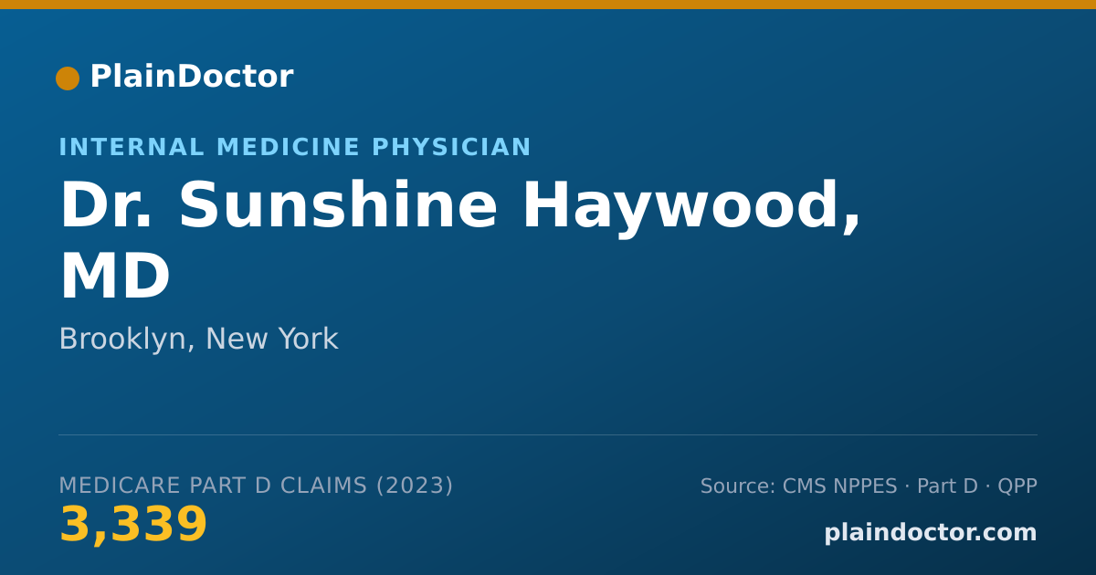 Shareable card for Sunshine Haywood, MD - Internal Medicine Physician, Brooklyn, NY