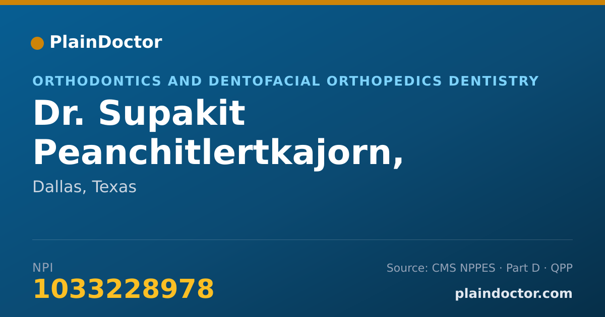 Shareable card for Supakit Peanchitlertkajorn, D.D.S., MDS - Orthodontics and Dentofacial Orthopedics Dentistry, Dallas, TX